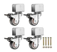 PATIKIL 1.5 Inch Caster Wheels, 4 Pcs Swivel Casters with Break 1" U Bracket Opening 55 Lb Capacity Per Caster for Furniture Office Chairs Carts and Cabinets, Brown