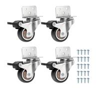 PATIKIL 1.5 Inch Caster Wheels, 4 Pcs Swivel Casters with Break L-Bracket 44 Lb Capacity Per Caster for Furniture Office Chairs Carts and Cabinets, Brown