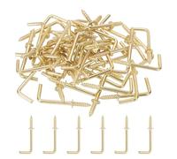 PATIKIL 1.5 Inch Ceiling Hooks for Hanging Plants, 50 Pcs Copper Plating Metal Screw-in Ceiling Cup Hooks L Shape Self-Tapping Screw Eye Bolt for Indoors Outdoors
