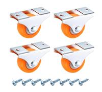 PATIKIL 1.5 Inch Fixed Caster Wheels, Nylon Ball Bearing Small Non-Swivel Casters Wheels with Metal Top Plate for Furniture Drawers Storage Bins DIY Project - 4pcs (Orange)