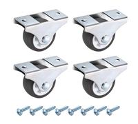 PATIKIL 1.5 Inch Fixed Caster Wheels, TPR No Bearing Small Non-Swivel Casters Wheels with Metal Top Plate for Furniture Drawers Storage Bins DIY Project - 4pcs (Brown)