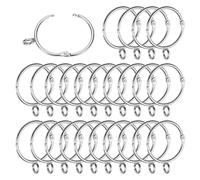 PATIKIL 1.5 Inch Inner Dia Curtain Rod Rings with Eyelets, 25 Pcs Metal Drapery Ring for Curtain Rods Hoop Pins, Silver Tone
