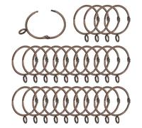 PATIKIL 1.5 Inch Inner Dia Curtain Rod Rings with Eyelets, 25 Pcs Metal Drapery Ring for Curtain Rods Hoop Pins, Red Bronze