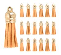 PATIKIL 1.5 Inch Leather Tassels, 100 Pcs Faux Leather Suede Tassel Keychain Charm Bulk with Gold Cap for DIY Craft Decor Handbags Bracelets Jewelry Making Keyring, Orange