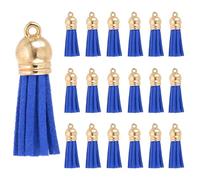 PATIKIL 1.5 Inch Leather Tassels, 100 Pcs Faux Leather Suede Tassel Keychain Charm Bulk with Gold Cap for DIY Craft Decor Handbags Bracelets Jewelry Making Keyring, Blue