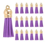 PATIKIL 1.5 Inch Leather Tassels, 100 Pcs Faux Leather Suede Tassel Keychain Charm Bulk with Gold Cap for DIY Craft Decor Handbags Bracelets Jewelry Making Keyring, Dark Purple