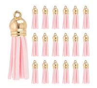 PATIKIL 1.5 Inch Leather Tassels, 100 Pcs Faux Leather Suede Tassel Keychain Charm Bulk with Gold Cap for DIY Craft Decor Handbags Bracelets Jewelry Making Keyring, Pearl Pink