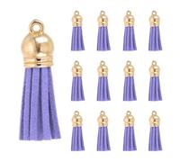 PATIKIL 1.5 Inch Leather Tassels, 30 Pcs Faux Leather Suede Tassel Keychain Charm Bulk with Gold Cap for DIY Craft Decor Handbags Bracelets Jewelry Making Keyring, Violet