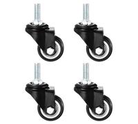 PATIKIL 1.5 Inch Stem Casters, 4 Pack PU Threaded Stem Caster Wheel 360 Degree Rotation M10 x 25mm for Rolling Cart Cart Wheels Furniture Replacement, Black