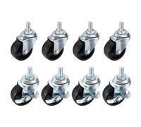 PATIKIL 1.5 Inch Stem Casters Wheels, Wire Shelf Caster M8 Threaded Swivel Wheels for Furniture Wire Shelving Rolling Cart Replacement, White (4 with Brake, 4 without Brake)