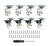 PATIKIL 1.5 Inch Swivel Caster Wheels, 4 Pcs Clear PU Rolling Castors with 360 Degree Top Plate Furniture Wheels 165Lbs with Screws Screwdriver for Cabinet (4 with Brake, 4 Without)