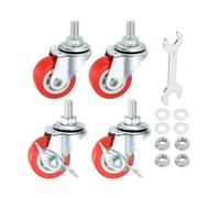 PATIKIL 1.5 Inch Swivel Caster Wheels, M8 x 15mm Ball Bearings Threaded Stem PVC Castors Total Load Capacity 231 Lbs with Nuts Gaskets Wrench for Furniture Chairs (2 with Brake, 2 Without)