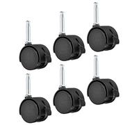 PATIKIL 1.5 Inch Swivel Stem Casters, 6 Pack Nylon 360 Degree Insert Swivel Stem Wheels with Brake for Chair Shelf Furniture Replacement, Black