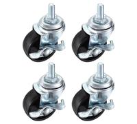 PATIKIL 1.5 Inch Threaded Stem Casters Wheels with Brake, 4 Pack Locking Swivel Wheels Wire Shelf Caster Wheels 110Lbs Load Capacity for Furniture Shelving Rolling Cart, Black
