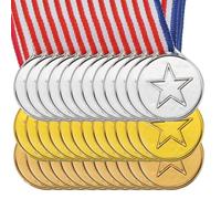 PATIKIL 1.5" Mini Gold Silver Bronze Award Medals, 36 Pack Plastic Winner Medals 1st/2nd/3rd Place Prizes with Ribbon for Games Sports Competitions Party