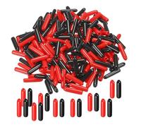 PATIKIL 1.5 mm Round Rubber End Caps, 400 Pack Vinyl Bolt Cover Caps Flexible Screw Thread Protectors for Metal Tubing Rod Bolts, Black-Red