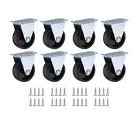 PATIKIL 1.5" Rigid Caster Wheels, 8 Pack Silent Fixed Plate Casters with M4 Screws for Furniture Workbench Cart Trolley One Direction Rolling, Black(NO Brake)