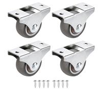 PATIKIL 1.5" Rigid Fixed Caster Wheels, 4 Pack Silent Plate Casters with M4 Screws Total Load Capacity 99 Lbs for Furniture Workbench Cart Trolley One Direction Rolling, Brown