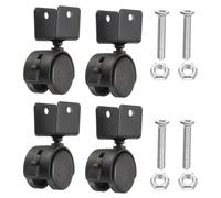 PATIKIL 1.5" Swivel Caster with 0.98" U Bracket, 4 Pack 360° Rotation Nylon Swivel No Noise Wheel with Brake Locking Caster for Furniture Legs Black