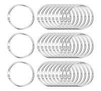 PATIKIL 1.5" x 1.8" Loose Leaf Binder Rings, 60 Pcs Metal Book Rings Nickel Keychain Ring for Paper Index Cards Flash Card Notebook Rings Office Home Book Binder, Silver Tone
