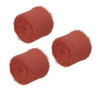 PATIKIL 1.5" x 5 Yard Fringe Chiffon Silk Ribbon, 3 Rolls Handmade Frayed Edges Ribbon Set for Flower Bouquet Wrap Gift Wrapping Wedding Invitations DIY Crafts, Red