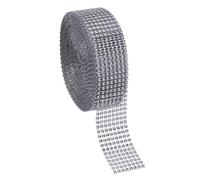 PATIKIL 1.5" x10 Yards Crystal Rhinestones Mesh Ribbon, 4mm 8 Row Diamond Ribbon Bling Wrap Rhinestone Strips for Crafts Wedding Party DIY Decoration Jewelry Making, Gray
