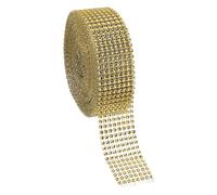 PATIKIL 1.5" x10 Yards Crystal Rhinestones Mesh Ribbon, 4mm 8 Row Diamond Ribbon Bling Wrap Rhinestone Strips for Crafts Wedding Party DIY Decoration Jewelry Making, Gold