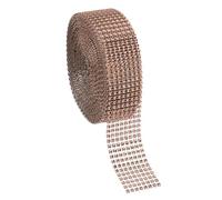 PATIKIL 1.5" x10 Yards Crystal Rhinestones Mesh Ribbon, 4mm 8 Row Diamond Ribbon Bling Wrap Rhinestone Strips for Crafts Wedding Party DIY Decoration Jewelry Making, Rose Gold