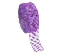 PATIKIL 1.5" x10 Yards Crystal Rhinestones Mesh Ribbon, 4mm 8 Row Diamond Ribbon Bling Wrap Rhinestone Strips for Crafts Wedding Party DIY Decoration Jewelry Making, Purple