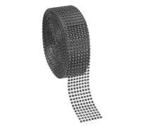 PATIKIL 1.5" x10 Yards Crystal Rhinestones Mesh Ribbon, 4mm 8 Row Diamond Ribbon Bling Wrap Rhinestone Strips for Crafts Wedding Party DIY Decoration Jewelry Making, Black