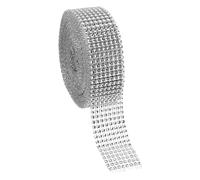 PATIKIL 1.5" x10 Yards Crystal Rhinestones Mesh Ribbon, 4mm 8 Row Diamond Ribbon Bling Wrap Rhinestone Strips for Crafts Wedding Party DIY Decoration Jewelry Making, Silver
