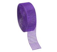 PATIKIL 1.5" x10 Yards Crystal Rhinestones Mesh Ribbon, 4mm 8 Row Diamond Ribbon Bling Wrap Rhinestone Strips for Crafts Wedding Party DIY Decoration Jewelry Making, Violet
