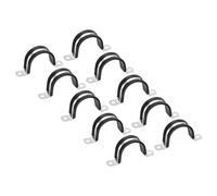 PATIKIL 1.57 inch/40mm Rigid Pipe Strap Clamp, 12 Pcs 304 Stainless Steel Two Hole U-Shape Tube Clip Pipe Fasten Holder for Pipe Fixing