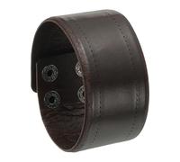 PATIKIL 1.5Inch Wide Simple Leather Wristbands, Vintage Adjustable Cuff Bracelets Wide Leather Adjustable Cuff Bracelets Two Rows of Buckles Wristband Bangle, Dark Brown