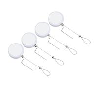 PATIKIL 1.5m / 4.9Ft Retractable Remote Control Tether, 4 Pcs Round Security Remote Cable Lock Adjustable Cable Leash Length for TV Remote Control Gaming Controller, White