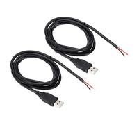 Patikil 1.5M/5Ft USB 2.0 A Male Bare Wire Cable, 2 Pcs 18AWG 5V 5A USB A Plug to 2 Pin Bare Wire Open End Connector for DIY Equipment Repair