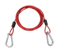 PATIKIL 1.5m Security Steel Cable with Snap Hook, 1Pcs PVC Coated Flexible Double Loop Wire Rope Bike Cable Lock Security Chain for Outdoor Travel Luggage, Clear Red