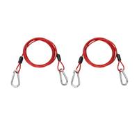 PATIKIL 1.5m Security Steel Cable with Snap Hook, 2Pcs PVC Coated Flexible Double Loop Wire Rope Bike Cable Lock Security Chain for Outdoor Travel Luggage, Clear Red