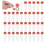 PATIKIL 1.5mL Plastic Cryogenic Vial, 64Pcs Cryogenic Storage Tube Lab Frozen Test Tube Container Storage Screw Cap for Lab Laboratory Science, Red Clear