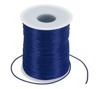 PATIKIL 1.5mm x 109 Yard Nylon Satin Cord, Nylon Beading String Knotting Cord Chain Braided Rope for Bracelets Jewelry Trim Chinese Knot, Navy Blue