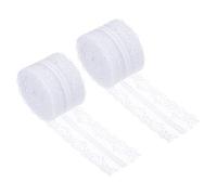 PATIKIL 1.6 Inch x 11 Yards Lace Trim Ribbon, 2pcs Non-Stretch Lace Sewing Roll Gift Package Floral Wrapping for Party Home Decoration Dress Craft, White