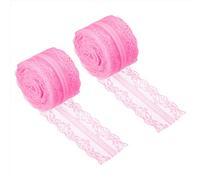 PATIKIL 1.6 Inch x 11 Yards Lace Trim Ribbon, 2pcs Non-Stretch Lace Sewing Roll Gift Package Floral Wrapping for Party Home Decoration Dress Craft, Pink
