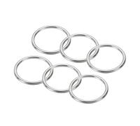 PATIKIL 1.6" Seamless Metal O Rings, 6 Pack 304 Stainless Steel O-Ring Heavy Solid Round Rings for Macrame, DIY Craft, Hardware, Belt, Dog Leash, 6x40mm