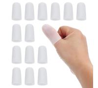 PATIKIL 1.6" Silicone Gel Finger Cots, 14 Pcs Support Fingertips Sleeve Protector Thumb Finger Caps for Finger, White