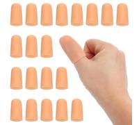 PATIKIL 1.6" Silicone Gel Finger Cots, 20 Pcs Support Fingertips Sleeve Protector Thumb Finger Caps for Finger, Beige