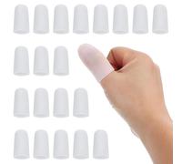PATIKIL 1.6" Silicone Gel Finger Cots, 20 Pcs Support Fingertips Sleeve Protector Thumb Finger Caps for Finger, White