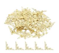 PATIKIL 1.6 x 1.6 Inches Metal Book Corners Protector, Pressure Angle Vintage Iron Triangle Decorative Trim Corner Guard Edge Cover for Notebook Scrapbooking Albums - 80pcs (Light Yellow)