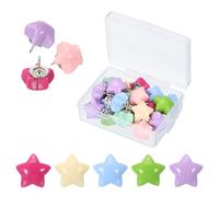 PATIKIL 1.6 x 2cm Star Push Pins, 30 Pcs Star Shape Thumb Tacks Cute Decorative Push Pin with Storage Box for Cork Bulletin Boards Photos Wall Maps Office, Pastel Mixed Colors