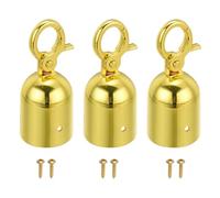 PATIKIL 1.6"x3.7" Stanchion Rope End Stopper, 3 Pack Cord End Caps Barrier Rope End Cap Snap Hooks for Crowd Control Queue Divider, Golden