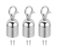 PATIKIL 1.6"x3.7" Stanchion Rope End Stopper, 3 Pack Cord End Caps Barrier Rope End Cap Snap Hooks for Crowd Control Queue Divider, Silver